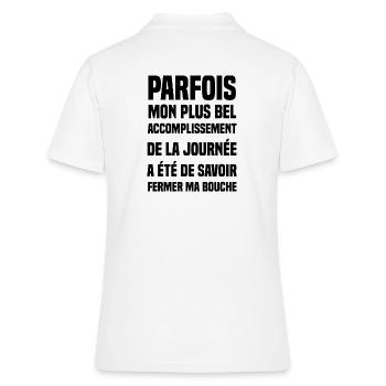 parfois mon plus bel accomplissement cadeau humour - Polo Femme - blanc - Dos - Ailine (174cm)