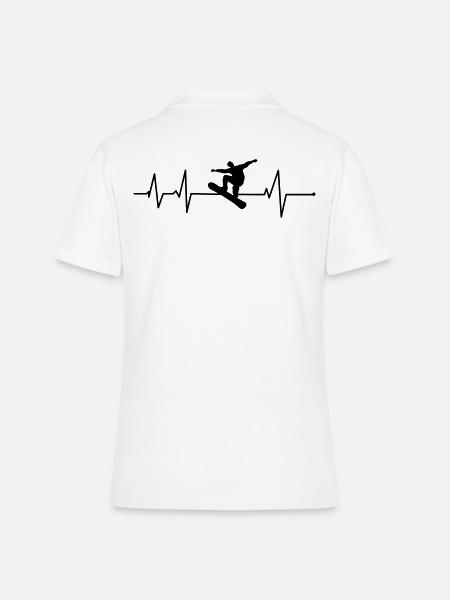 Snowboard snowboarder snowboard heartbeat EKG - Polo Femme - blanc