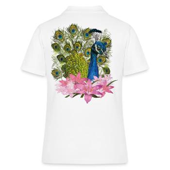 Pfau - Frauen Polo Shirt - Weiß - Hinten - Ailine (174cm)