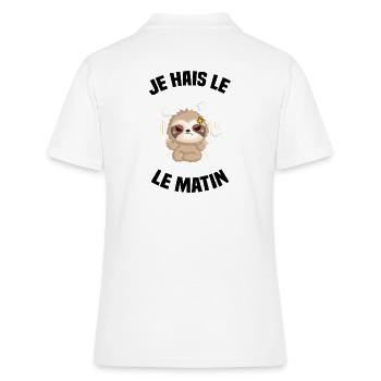 je hais le matin cadeau humour - Polo Femme - blanc - Dos - Ailine (174cm)