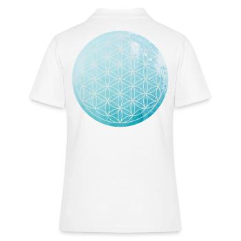 SYMBOLE - FLEUR DE VIE - ÉNERGIE POSITIVE - Polo Femme - blanc - Dos - Ailine (174cm)
