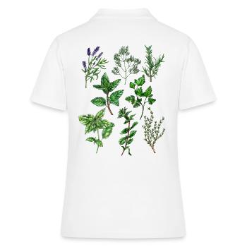 Kräuter: Lavendel Dill Rosmarin Thymian Oregano... - Frauen Polo Shirt - Weiß - Hinten - Ailine (174cm)