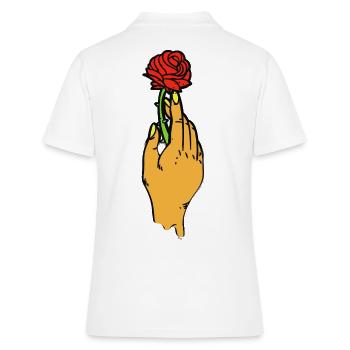 Rose tenue en art au trait gras - Polo Femme - blanc - Dos - Ailine (174cm)
