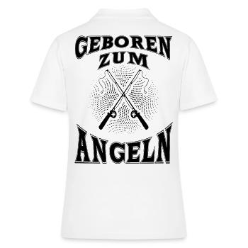 Geboren zum Angeln - Frauen Polo Shirt - Weiß - Hinten - Ailine (174cm)
