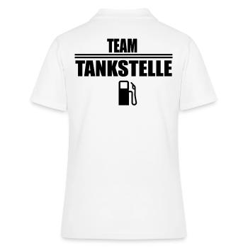 Team Tankstelle, Kasse Tankwart shirt Geschenk - Frauen Polo Shirt - Weiß - Hinten - Ailine (174cm)