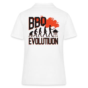 BBQ Evolution,Barbecue,Grill,Grillen,Party Shirt - Frauen Polo Shirt - Weiß - Hinten - Ailine (174cm)