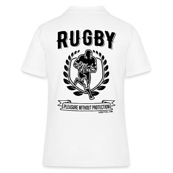 RugbyFool.com. Plaisir sans protection. - Polo Femme - blanc - Dos - Ailine (174cm)
