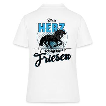 schwarzes Pferd Friese Pferdespruch Reiten - Frauen Polo Shirt - Weiß - Hinten - Ailine (174cm)