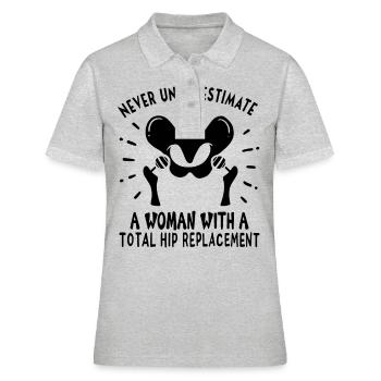 Hip Replacement Hip Surgery Post-OP Gift idea - Women's Polo Shirt - heather grey - Front - Ailine (174cm)
