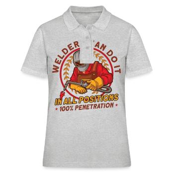 Welder Wife Funny Funny Welding Girlfriend Gift - Frauen Polo Shirt - Grau meliert - Vorne - Ailine (174cm)