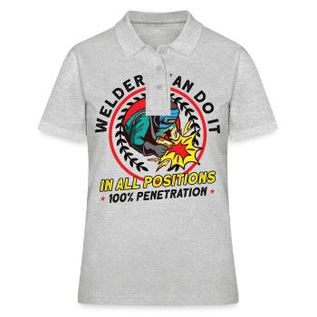 Welder Wife Funny Funny Welding Girlfriend Gift - Frauen Polo Shirt - Grau meliert - Vorne - Ailine (174cm)