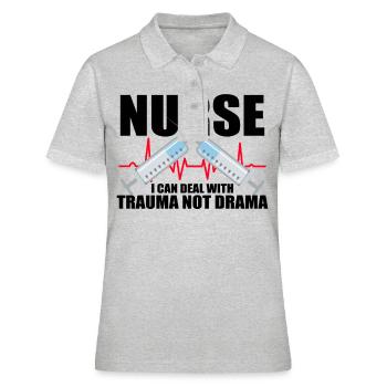 Krankenschwester Krankenpflege Klinik Sanitäter - Frauen Polo Shirt - Grau meliert - Vorne - Ailine (174cm)