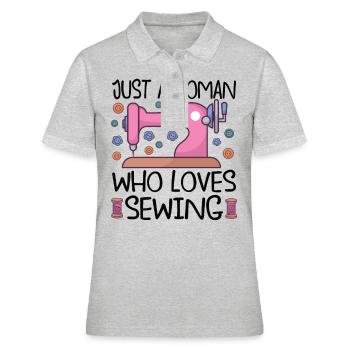 Sewing Machine Funny Sewing Sewing Sewing Fan Hobby - Women's Polo Shirt - heather grey - Front - Ailine (174cm)