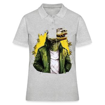 Crocodile de rue | Amoureux des crocodiles - Polo Femme - gris chiné - Devant - Ailine (174cm)