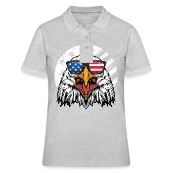 American 4 juillet Patriotic Eagle - Polo Femme - gris chiné - Devant - Ailine (174cm)