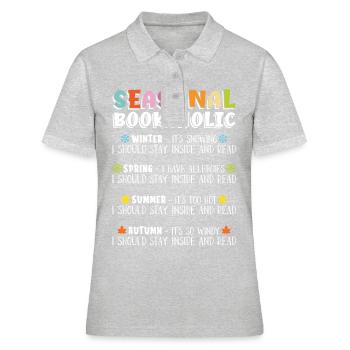 Bookaholic saisonnier pour les amateurs de livres - Polo Femme - gris chiné - Devant - Ailine (174cm)
