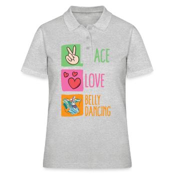 Peace Love Danse du ventre pour danseuse du ventre - Polo Femme - gris chiné - Devant - Ailine (174cm)