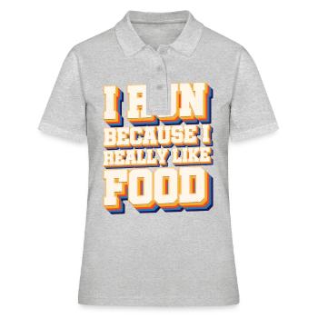 Je cours J’aime la nourriture Cross Country Running Xc - Polo Femme - gris chiné - Devant - Ailine (174cm)