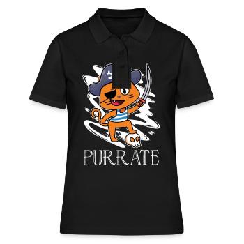 Purrate Pirate Costume Chat Amoureux Mignon - Polo Femme - noir - Devant - Ailine (174cm)
