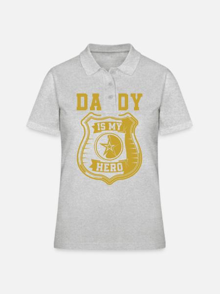 Papa est mon héros Flics Policier Papa - Polo Femme - gris chiné