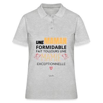 Annonce grossesse maman - Annonce grossesse mamie - Polo Femme - gris chiné - Devant - Ailine (174cm)