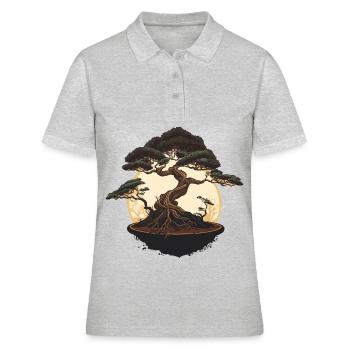 Entzückender Bonsai-Baum - Frauen Polo Shirt - Grau meliert - Vorne - Ailine (174cm)