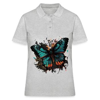 Transformation en papillon - Polo Femme - gris chiné - Devant - Ailine (174cm)