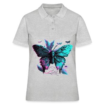 Symphonie au néon papillon - Polo Femme - gris chiné - Devant - Ailine (174cm)