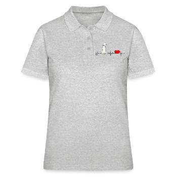 Doodle Herzlinie - heartbeat Doodle - Frauen Polo Shirt - Grau meliert - Vorne - Ailine (174cm)