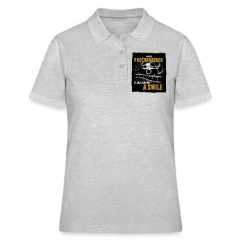 Ich bin Fotograf - schenk mir ein lächeln - Frauen Polo Shirt - Grau meliert - Vorne - Ailine (174cm)