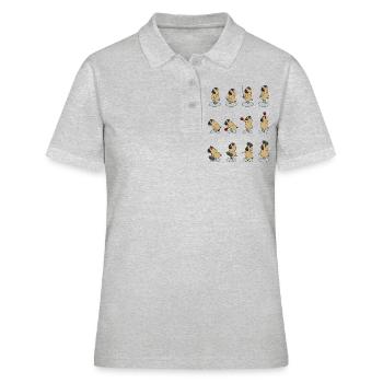 la bouffe fait du sport avec Dumbbell, Kettlebell - Polo Femme - gris chiné - Devant - Ailine (174cm)