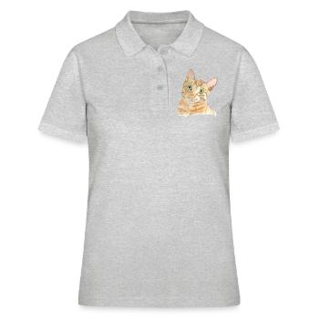 rote Katze - Frauen Polo Shirt - Grau meliert - Vorne - Ailine (174cm)