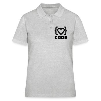 Logo de code de programmeur cardiaque avec texte CODE - Polo Femme - gris chiné - Devant - Ailine (174cm)