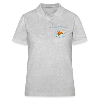 Ein Kuss aus Paris, Frankreich mit Croissant - Frauen Polo Shirt - Grau meliert - Vorne - Ailine (174cm)