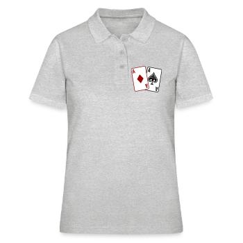 Cartes de poker – Texas Hold’em Casino Design - Polo Femme - gris chiné - Devant - Ailine (174cm)