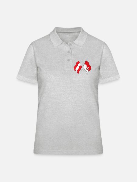Österreich & Wien-Kreuzflaggen - Frauen Polo Shirt - Grau meliert