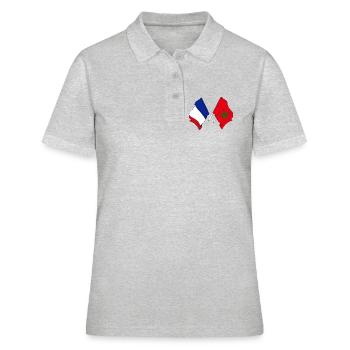 Flagge von Frankreich und Flagge von Marokko - Frauen Polo Shirt - Grau meliert - Vorne - Ailine (174cm)
