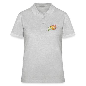 Retro Biker Motif – Flame Dragon & Snake - Women's Polo Shirt - heather grey - Front - Ailine (174cm)