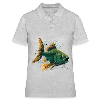 Fische mit offenem Maul - Frauen Polo Shirt - Grau meliert - Vorne - Ailine (174cm)
