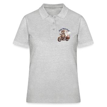 Just Married Katzen auf Motorrad - Frauen Polo Shirt - Grau meliert - Vorne - Ailine (174cm)