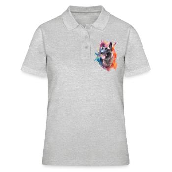 tête de chien malinois - Polo Femme - gris chiné - Devant - Ailine (174cm)