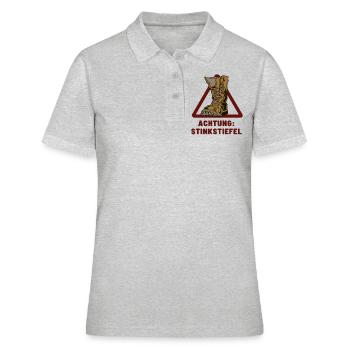 Achtung Stinkstiefel schwarzer Humor - Frauen Polo Shirt - Grau meliert - Vorne - Ailine (174cm)