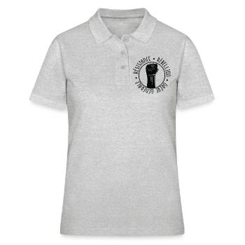 Résistance - Rébellion - Grève Générale - Polo Femme - gris chiné - Devant - Ailine (174cm)