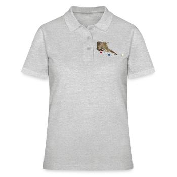 POOL UND SNOOKER CAT, 8 BALL, 9 BALL - KATZE SPIELEN - Frauen Polo Shirt - Grau meliert - Vorne - Ailine (174cm)