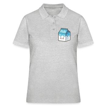 Carton de lait Kawaii - Polo Femme - gris chiné - Devant - Ailine (174cm)