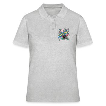 Motif Punk Géométrique Néon - Polo Femme - gris chiné - Devant - Ailine (174cm)