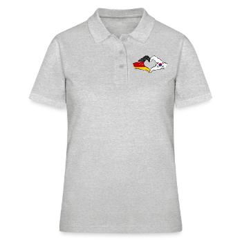 Allemagne Corée du Sud Drapeau Mains Coeur Forme Utilisé - Polo Femme - gris chiné - Devant - Ailine (174cm)