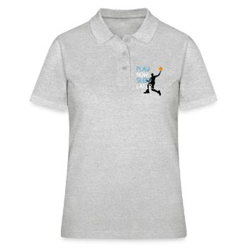 Basketball Spieler play now sleep later korb Wurf - Frauen Polo Shirt - Grau meliert - Vorne - Ailine (174cm)