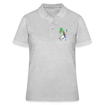 Dabbing Einhorn St Patricks Tag - Frauen Polo Shirt - Grau meliert - Vorne - Ailine (174cm)
