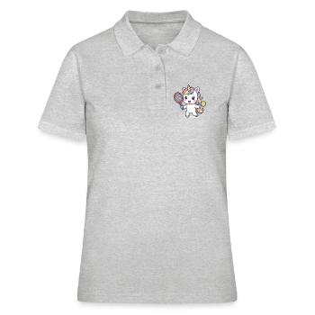 Kawaii Tennis Unicorn, Cute Kids Motif, Sports - Women's Polo Shirt - heather grey - Front - Ailine (174cm)
